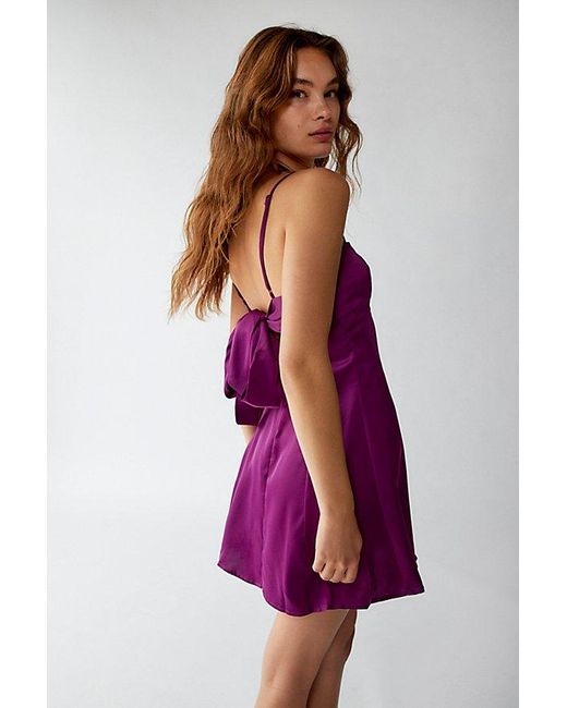 Urban Outfitters Purple Uo Bella Bow-Back Satin Mini Dress