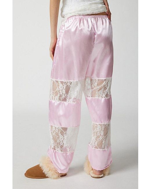 Urban Renewal Pink Remade Lace Insert Silky Pull-On Pant