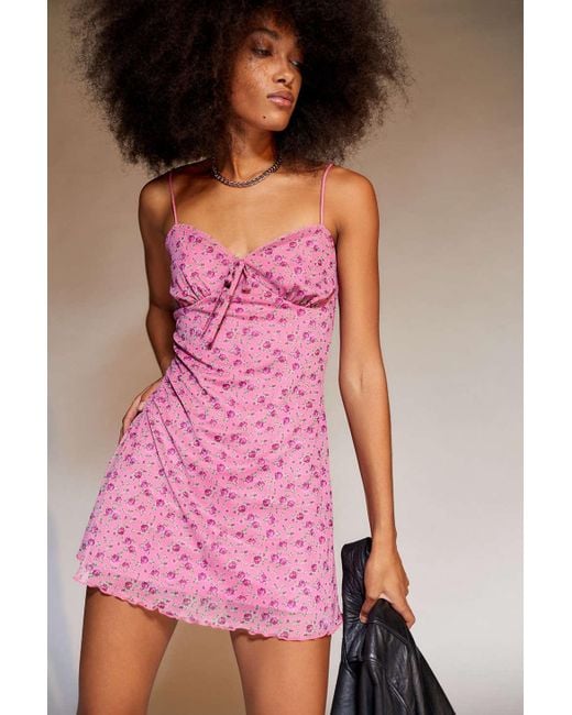 Urban Outfitters Pink Uo Elodie Printed Mini Dress