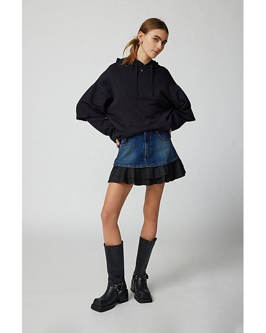 Urban Outfitters Blue Uo Shannon Denim Ruffle Mini Skirt