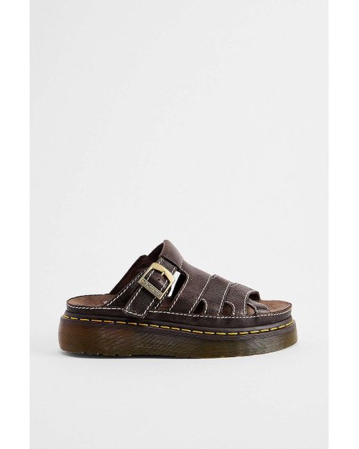 Dr. Martens White Brown Maxxy Slide Leather Sandals