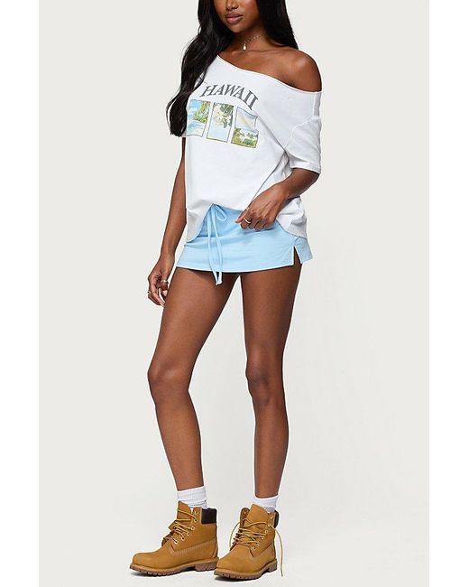 Edikted White Hawaiian Babe Off Shoulder T Shirt Top