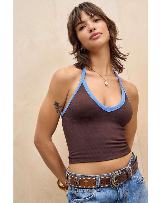 Out From Under Purple Andi Tipped Halterneck Top