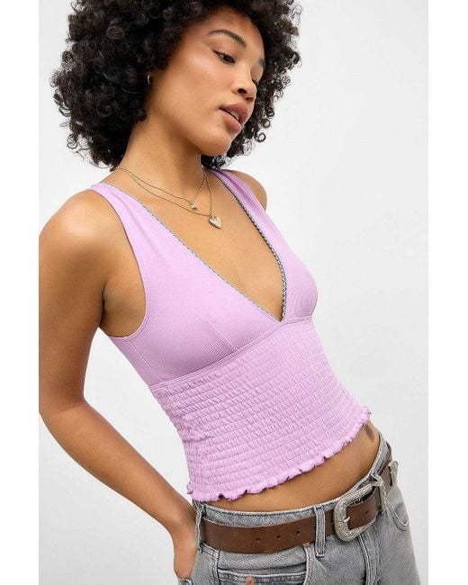 Kimchi Blue Gray Pink Verity Shirred Vest Jacket