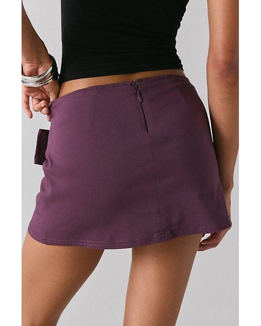 Kimchi Blue Purple Girls Night Low-Rise Belted Wrap Micro Mini Skort