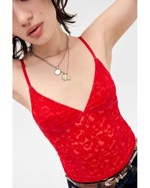 Out From Under Red Je T'aime Flocked Cami