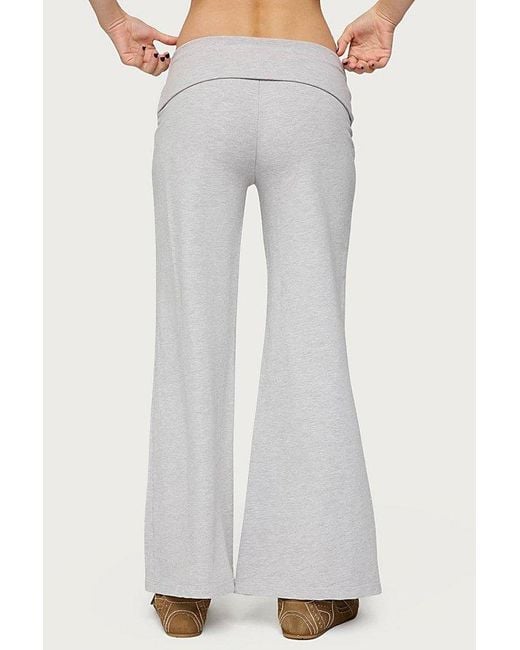 Edikted Blue Petite Wide Leg Fold Over Pants