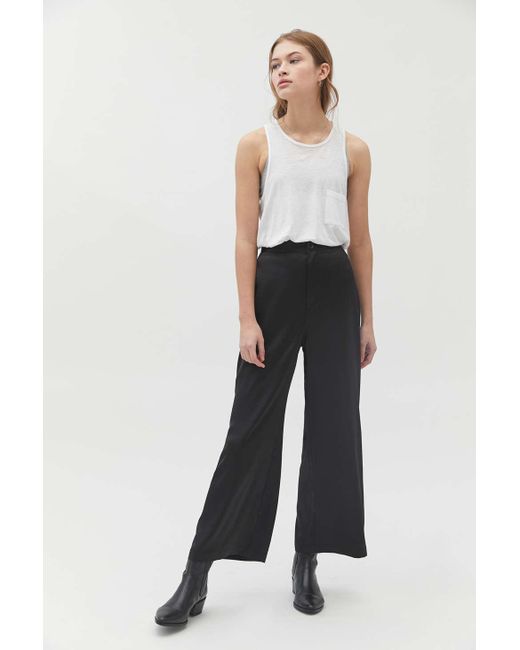 Urban Outfitters Black Uo Olympia Satin Wide Leg Pant