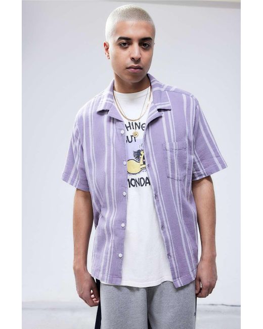Urban Outfitters Purple Uo Lilac Striped Crinkle Shirt for men