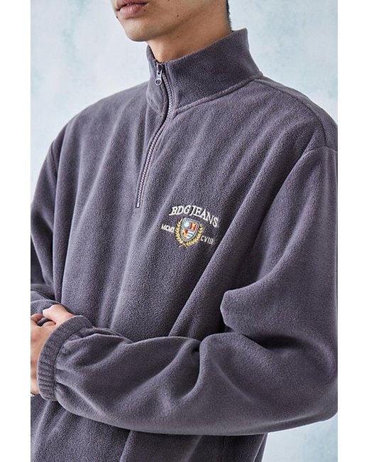 BDG Gray Crest Fleece Mock Neck Sweatshirt for men