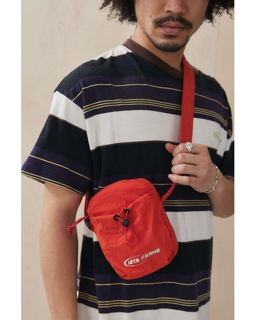 iets frans Red Crinkle Grid Crossbody Bag for men