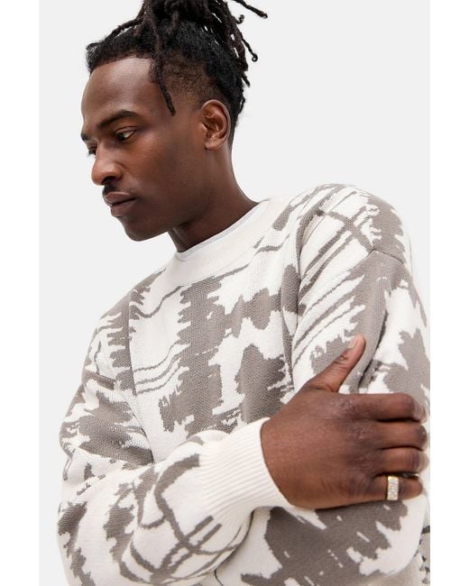 Urban Outfitters Natural Uo Ecru Patterned Crew Neck Knit Jumper for men