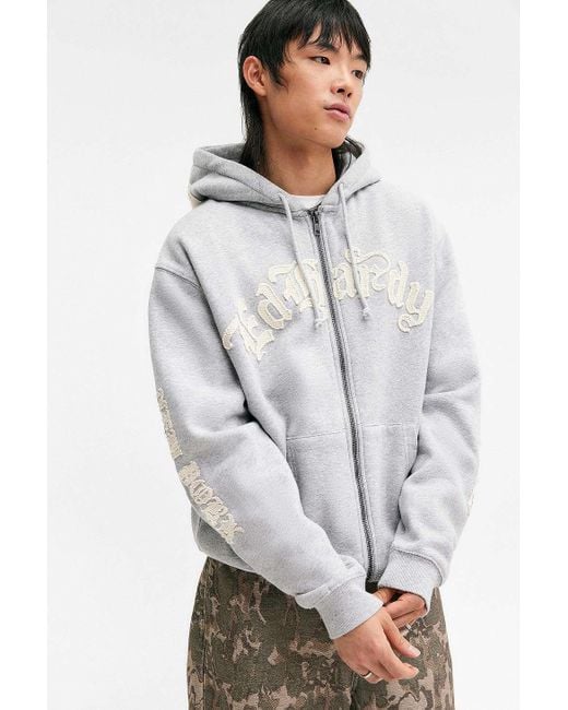 Ed Hardy Gray Uo Exclusive Applique Zip-up Hoodie for men