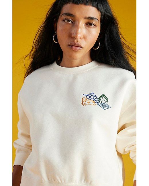 Obey Yellow Farmers Market Embroidered Crew Neck Sweatshirt