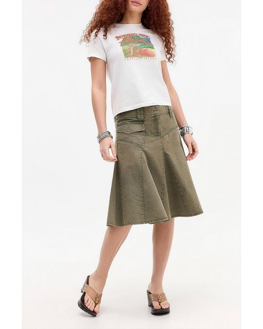 Urban Outfitters Green Uo Izzy Utility Midi Skirt