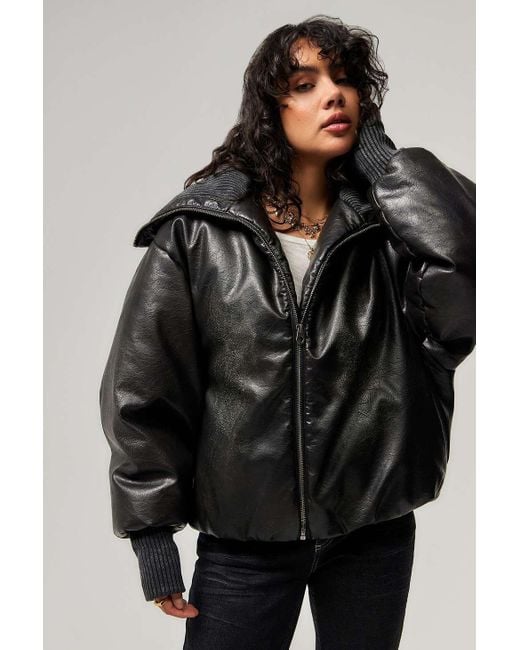 【JadedLondon】Alloy Vegan Leather Bomber ジャケット BLACK Black Alloy Vegan Leather Bomber Jacket | Parallel