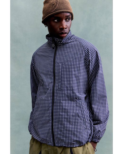 Gramicci Blue Mini Check Nylon Jacket for men