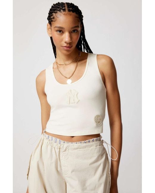 Urban Outfitters White Mlb New York Yankees Embroidered Tank Top