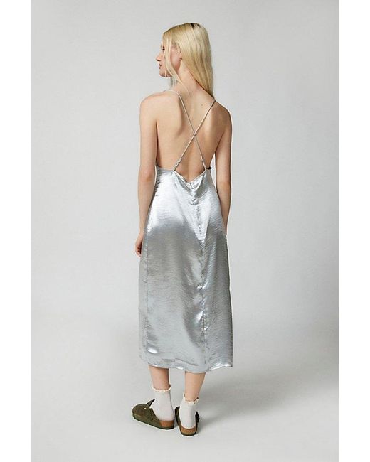 Urban Outfitters White Uo Chloe Satin Slip Dress