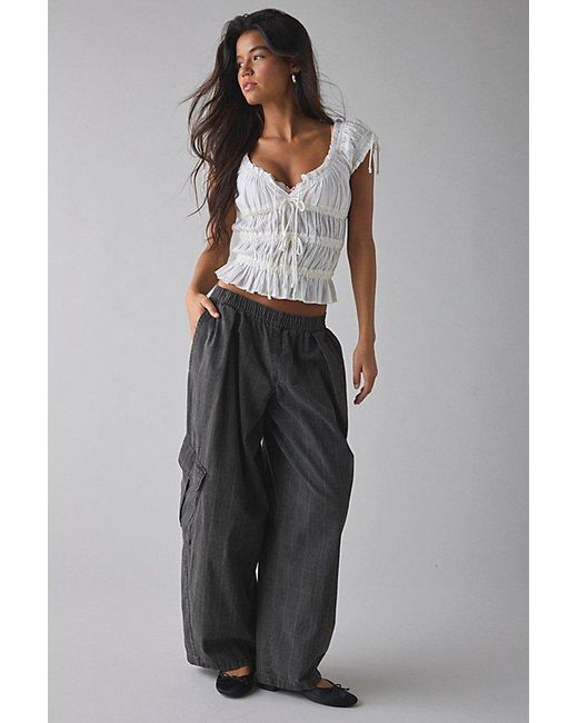 Kimchi Blue Gray Remi Tie-Front Cropped Blouse