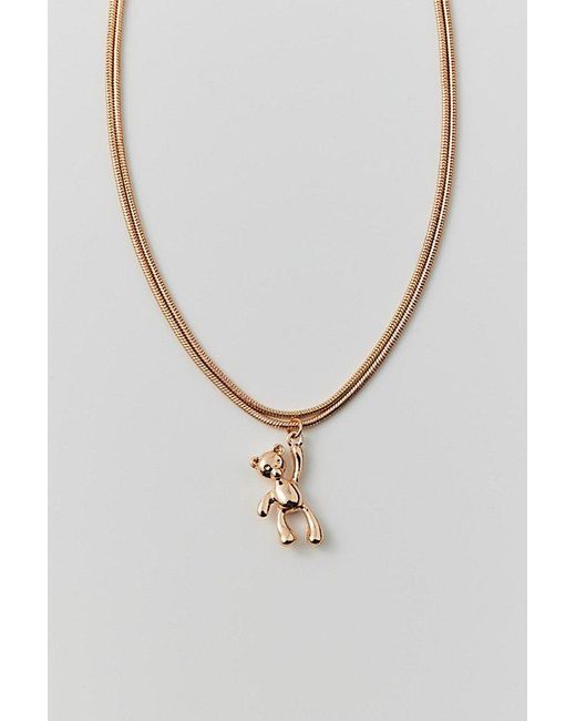 Urban Outfitters Black Delicate Teddy Bear Charm Necklace