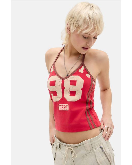 Urban Outfitters Uo Red 98 Tie Neck Halter Top