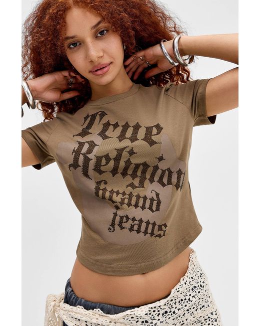 True Religion Brown Mushroom Diamante Baby Tee