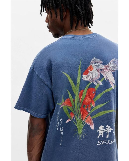 Urban Outfitters Blue Uo Navy Suijuku Fish T-shirt for men