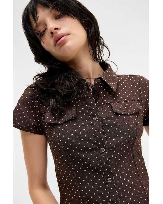 Silence + Noise Black Silence + Noise Polly Bengaline Shirt 2xs At Urban Outfitters