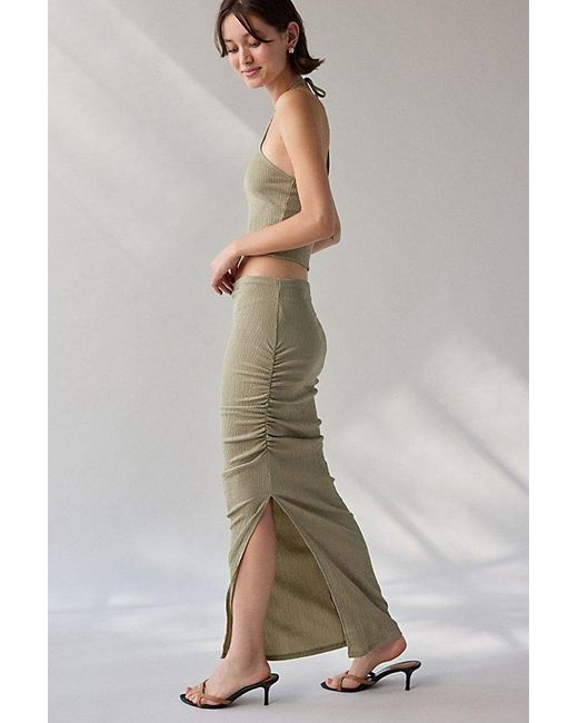 Urban Outfitters Natural Uo Caprina Ruched Knit Skirt 2-Piece Set