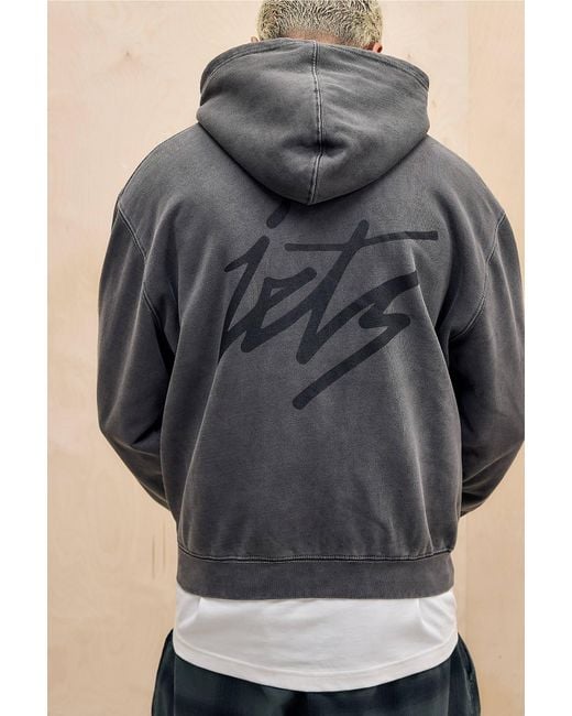 iets frans Black Washed Brown Script Zip-through Hoodie for men