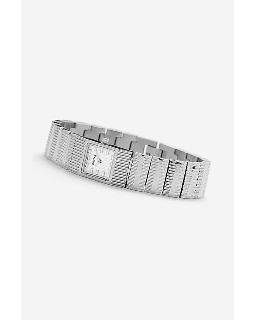 Breda White Groove Metal Bracelet Watch