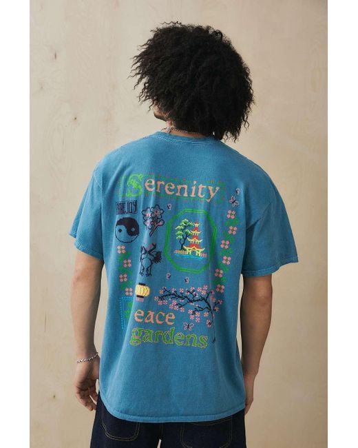 Urban Outfitters Blue Uo Teal Serenity T-shirt for men