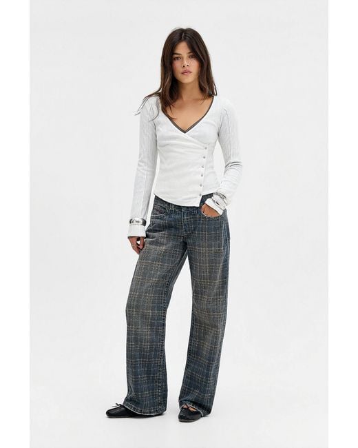 BDG Blue Kayla Check Lowrider Jeans
