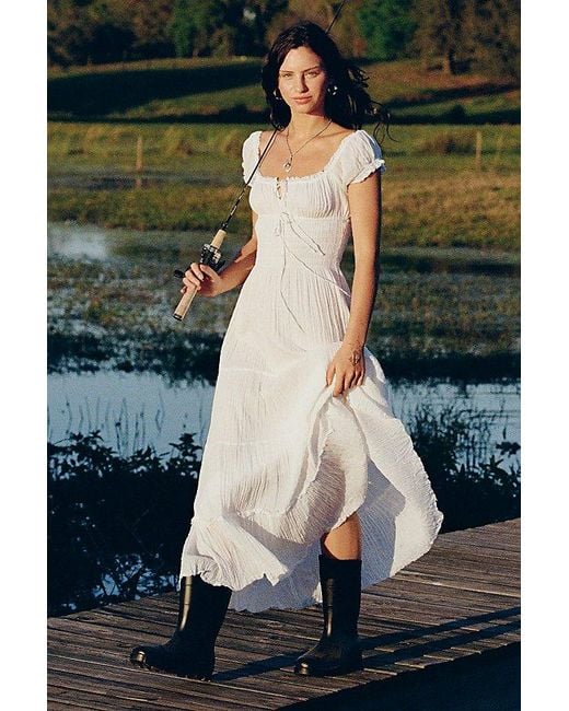 blue and white milkmaid dress Milkmaid Gingham Mini Dress