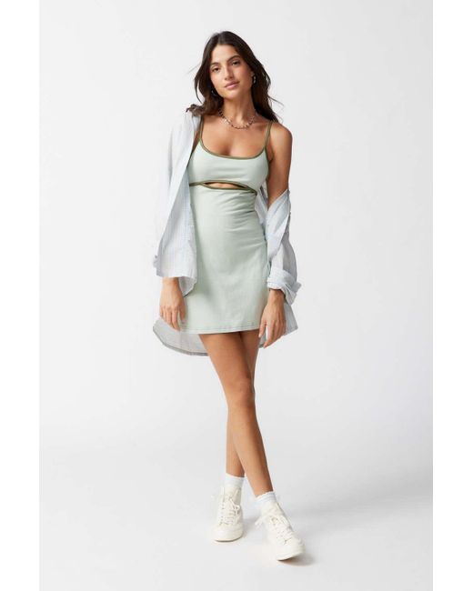 Out From Under Green Harri Cutout Mini Dress In Olive,at Urban Outfitters