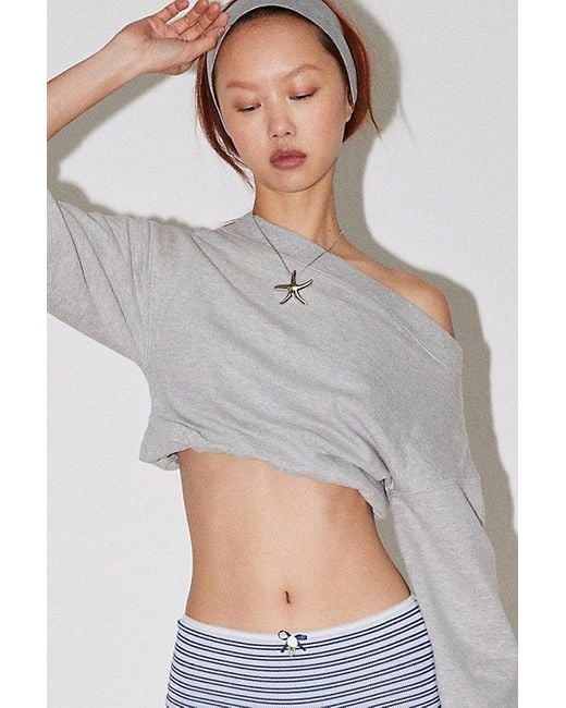 Out From Under Gray Bubble Hem Cropped Sweatshirt