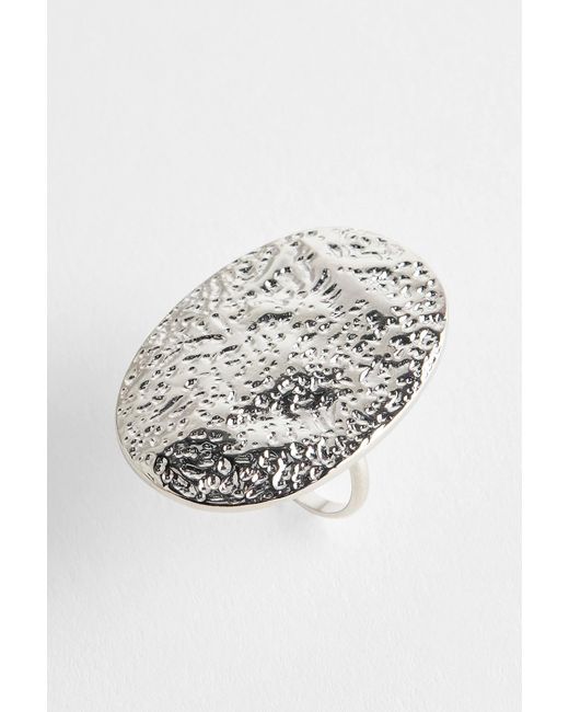Silence + Noise Metallic Silence + Noise Hammered Oval Ring