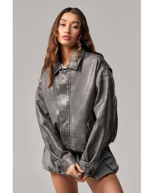 Lioness Gray Kenny Pu Leather Bomber Jacket