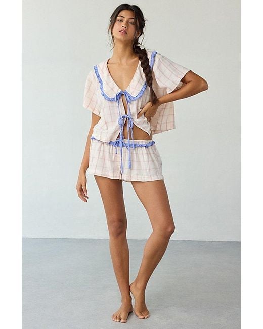 Out From Under Pink Sweet Dreams Tie-Front Top + Micro Short Pj Set