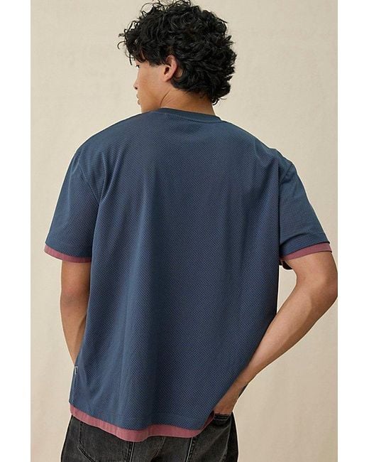 Guess Blue Double Layer Mesh Tee for men
