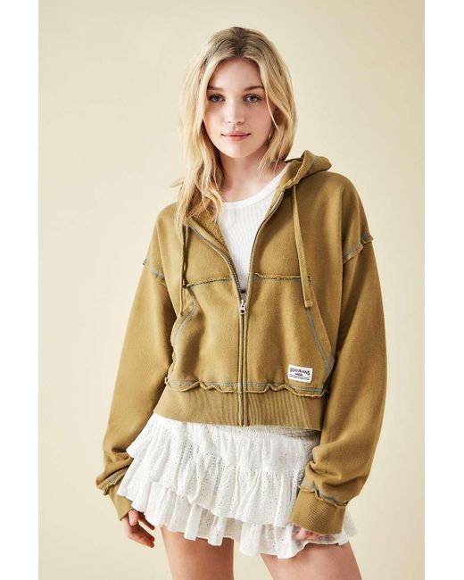 BDG Natural Slouchy Zip-through Hoodie