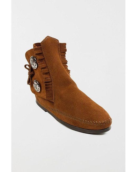 Minnetonka Brown Suede Two Button Boot