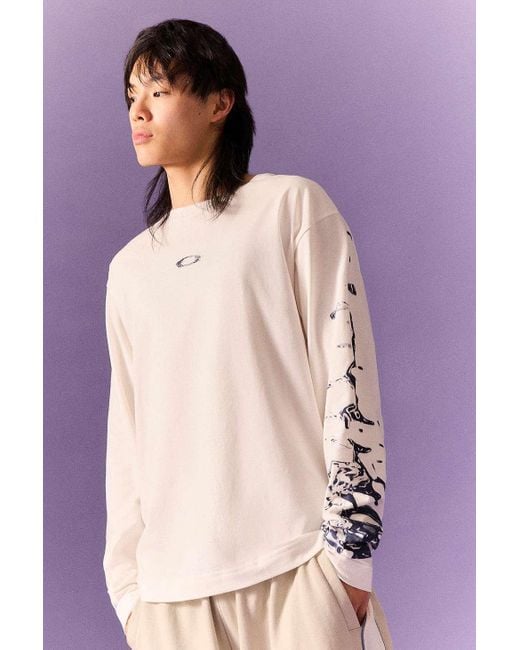 Oakley Pink Uo Exclusive White Surf Ellipse Long Sleeve T-shirt for men