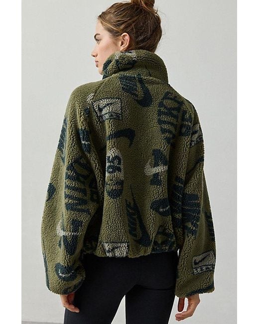 Nike Green Sportswear High-Pile Fleece Zip-Up Jacket