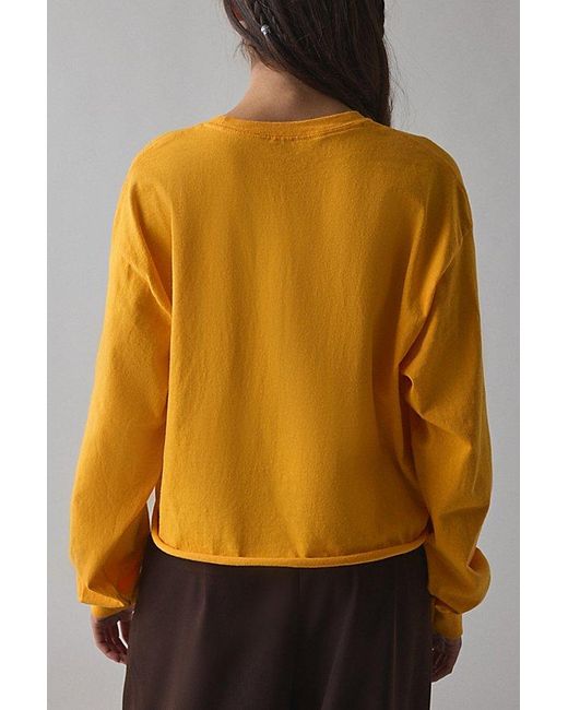 Vintage & ReMADE by UO Yellow Remade By Uo Varsity Number Applique Graphic Long Sleeve Tee