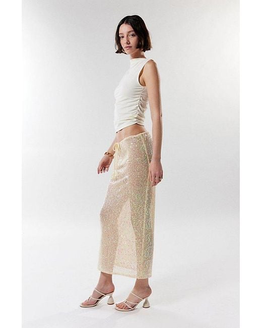 Silence + Noise Multicolor Nina Sheer Sequin Maxi Skirt