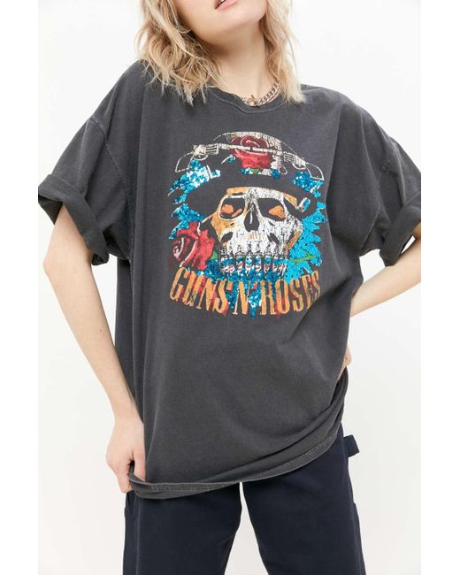Urban Outfitters Multicolor Guns N' Roses Sequin Oversized Tee