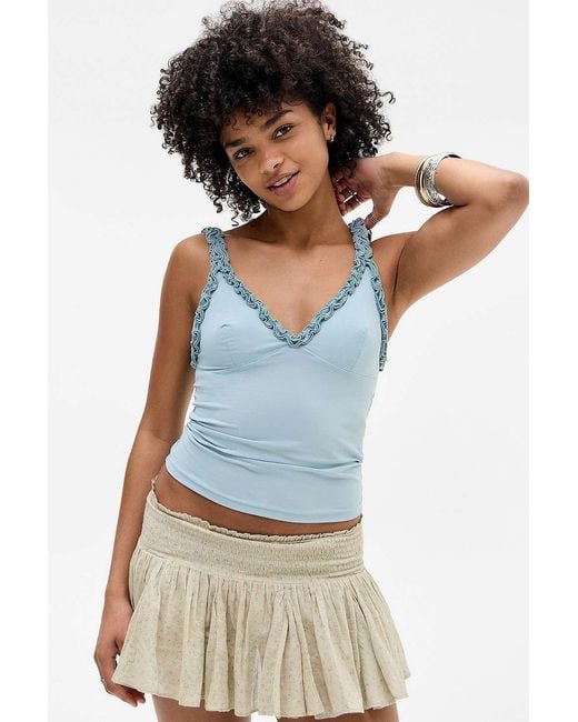 Out From Under Blue Cammy Ruffle Mesh Cami