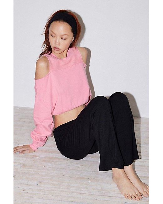 Out From Under Pink Raven Cold-Shoulder Cropped Sweatshirt